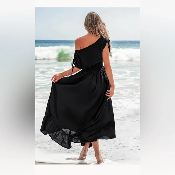 Cupshe Gentle Sunset Black Maxi Dress NWT - Picture 2 of 7